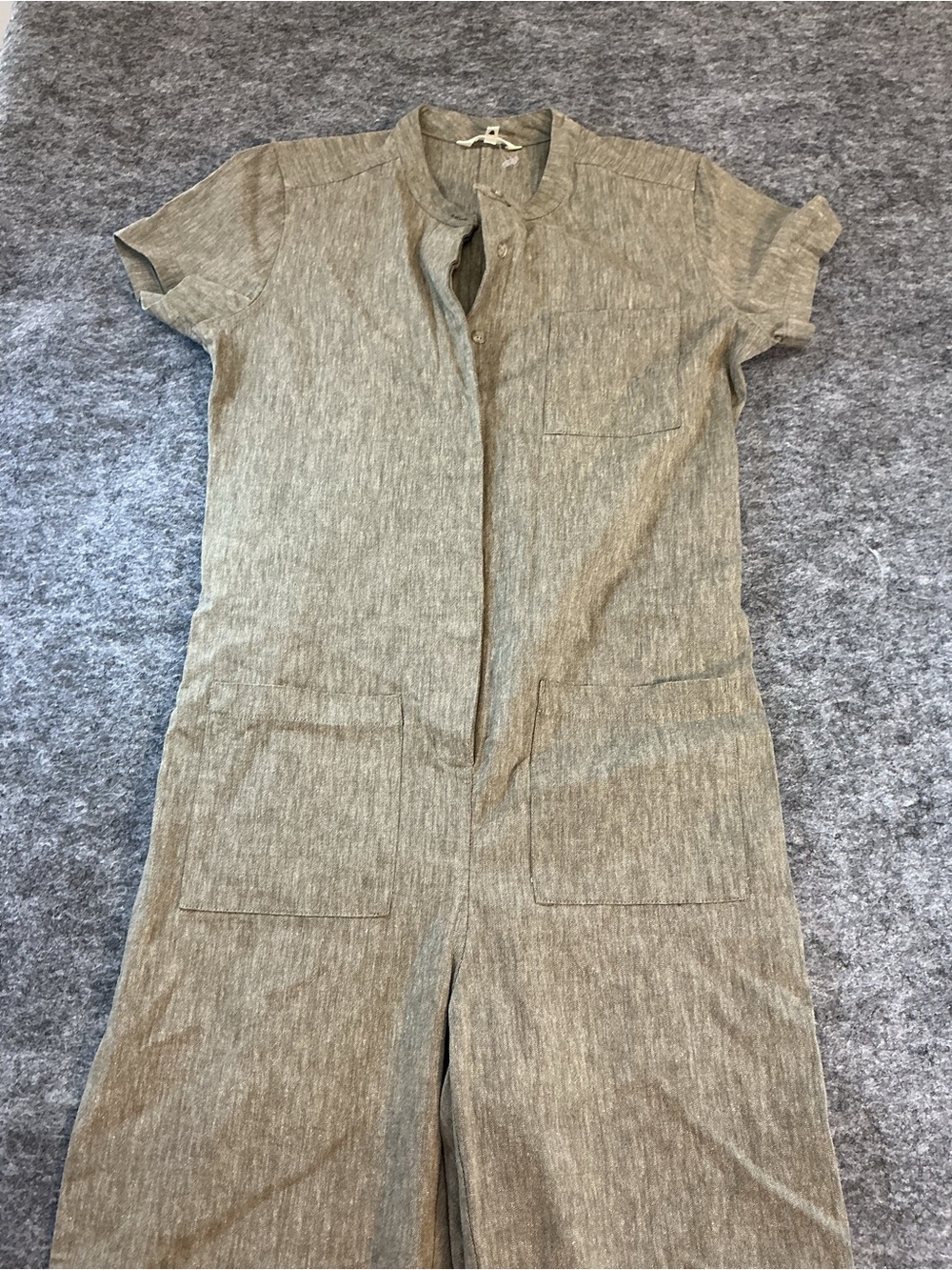 Bridge & Burn Women's Short-Sleeve Utility Jumpsuit in Heather Gray Size S